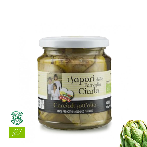 Artischockenherzen in Olivenöl, Carciofi sott'olio (morelli toscani), Bio, 280g