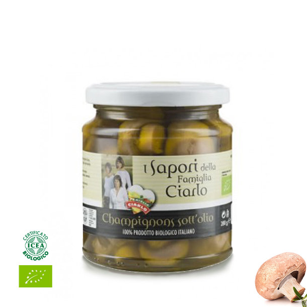 Mushrooms in olive oil, Champignons sott'olio, organic, 280g