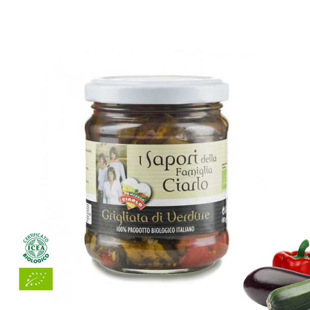 Grigliata di verdure, Aubergines, peppers, courgettes in olive oil, organic, 280g