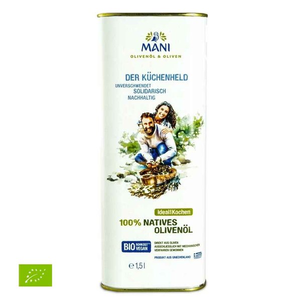 MANI 100% natives Olivenöl, bio, 1,5 l Kanister
