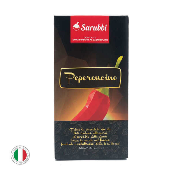 Zartbitterschokolade mit Peperoncino, Cioccolato extra-fondente al peperoncino, 100g