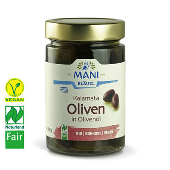 Kalamata Oliven in Mani-Olivenöl, Bio, Vegan, Naturland Fair