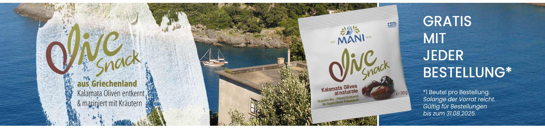 Olive Snack von Mani Gratis dazu